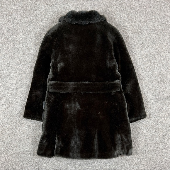 Vintage Borgana Brown Faux Fur Mid Length Double Breased Pea Coat Women’s Medium - Picture 2 of 14